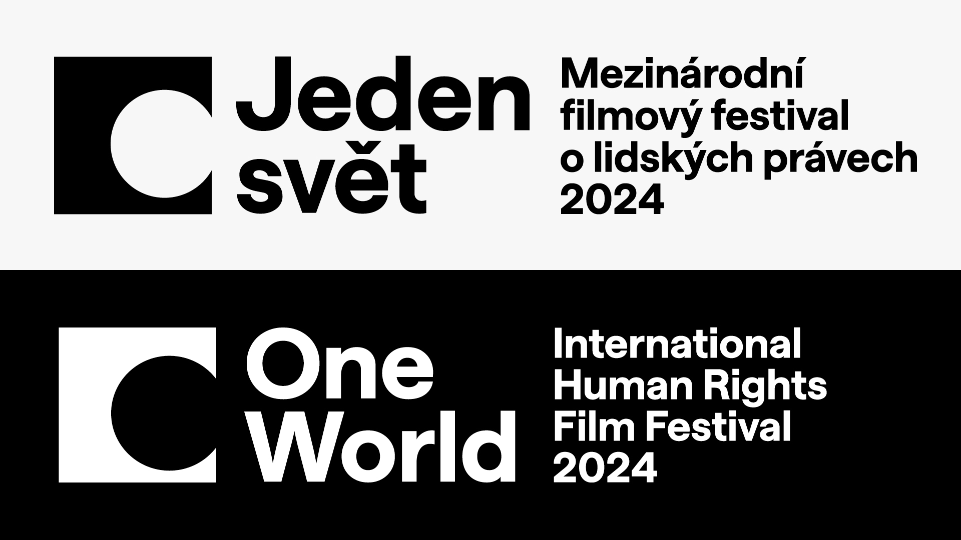 New logotype One World. Graphic banner